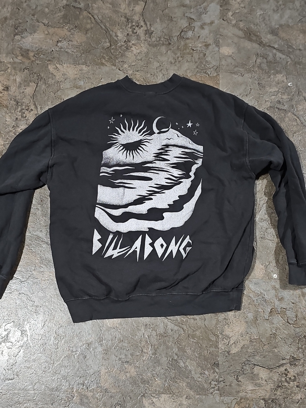 Billabong Black Crewneck Sweatshirt with White Surf Graphic